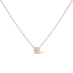 10kt Gold 1/10 Carat Round Brilliant-Cut Diamond Modern Bezel-Set Solitaire 16"-18" Pendant Necklace