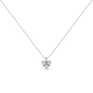 10kt White Gold 0.25 Cttw Diamond 3 Stone Heart Shaped Pendant 18" Necklace (J-K Color, I1-I2 Clarity)