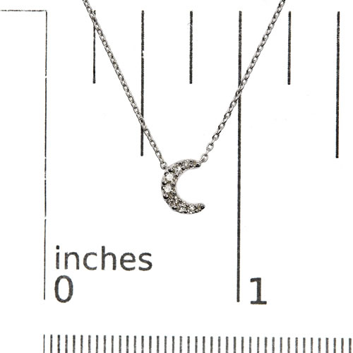 10kt White Gold Diamond Accented Crescent Moon Shaped 18" Inch Pendant Necklace (H-I Color, I1-I2 Clarity) - Image 3