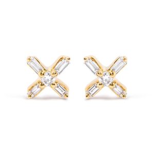 10kt Yellow Gold Diamond Criss Cross Earrings