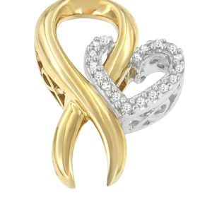 10kt Yellow Gold & Sterling Silver Diamond Heart Pendant