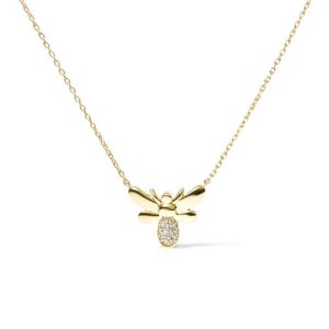 10kt Yellow Gold Diamond Accented Bumble Bee Pendant 18" Inch Necklace (H-I Color, I1-I2 Clarity)