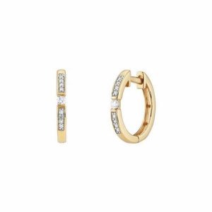 10KT Yellow Gold Diamond-Set Hoop Earrings