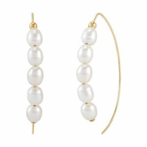 10KT Yellow Gold Freshwater Pearl Drop Earrings