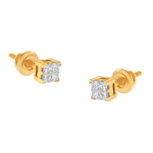 10kt Gold 0.15cttw Brilliant-Cut Round Near Colorless Diamond Bezel-Set Stud Earrings (H-I Color, I1-I2 Clarity)
