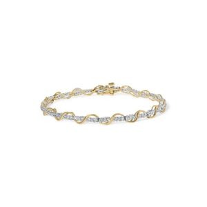 10kt Two-Tone Gold & Diamond Spiral Over Link Bracelet