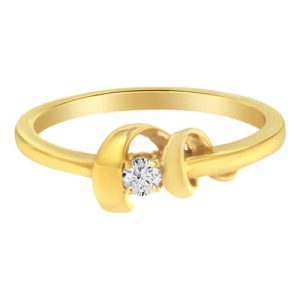 10kt Yellow Gold 1/10 Cttw Brilliant Round Diamond Swirling Solitaire Promise Ring (H-I Color, SI2-I1 Clarity)