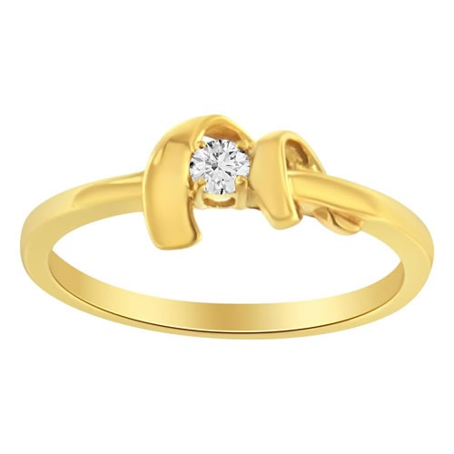 10kt Yellow Gold 1/10 Cttw Brilliant Round Diamond Swirling Solitaire Promise Ring (H-I Color, SI2-I1 Clarity) - Image 2
