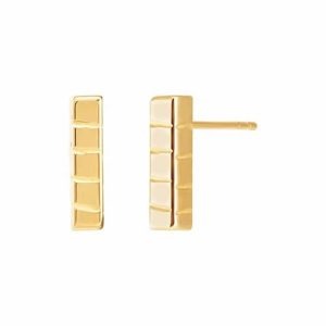 14KT Yellow Gold Brick Bar Post Earrings