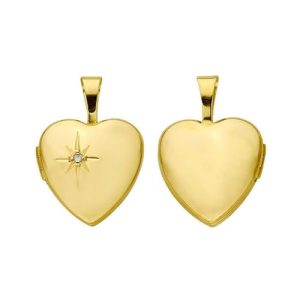 14KT Yellow Gold Diamond Heart Locket Pendant
