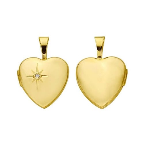 14KT Yellow Gold Diamond Heart Locket Pendant