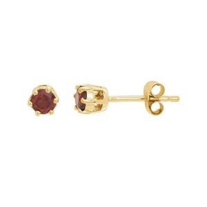 14KT Yellow Gold Garnet-Set Post Earrings