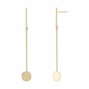 14KT Yellow Gold Long Bar Drop Post Earrings