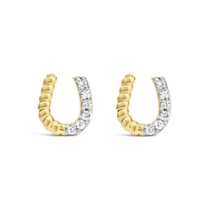 14kt Yellow Gold, Diamond Horseshoe Stud Earrings