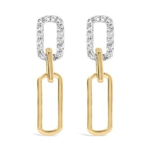 14kt Yellow Gold & Diamond Paperclip Earrings